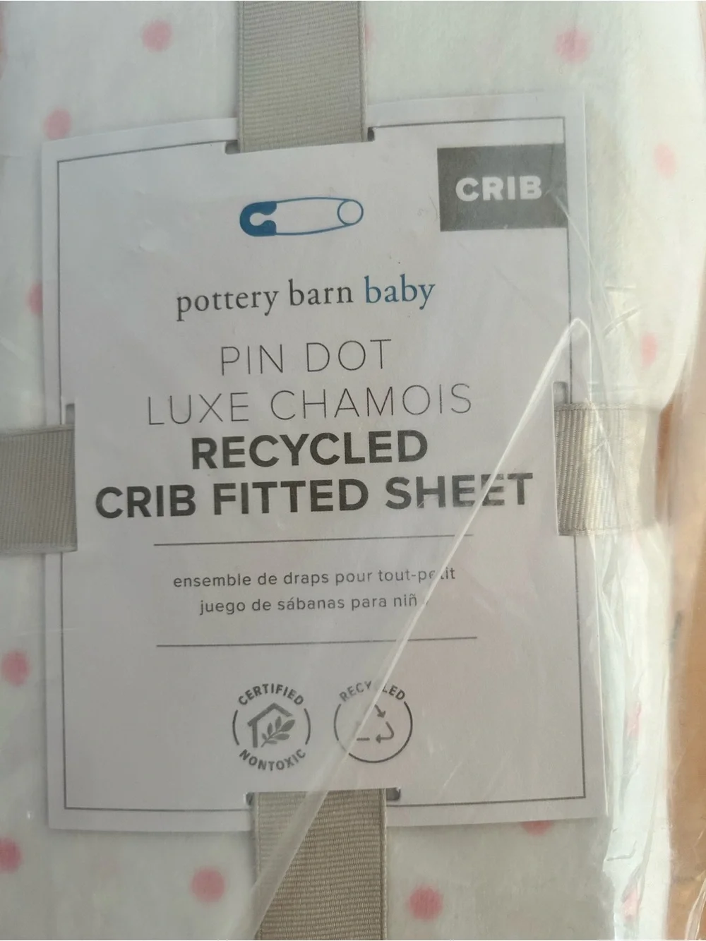Pottery Barn Kids Pink Polka Dot Crib Sheet Recycled Polyester Brand New
